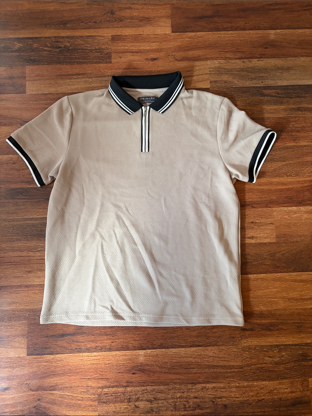 Men's Beige Polo Shirt with Contrast Collar